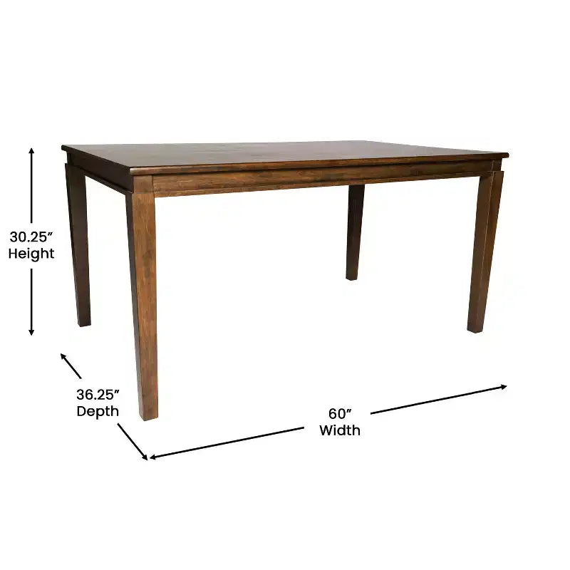 Table de salle à manger Flash Furniture Henry en bois massif, table rectangulaire en bois robuste de qualité commerciale pour 6 personnes