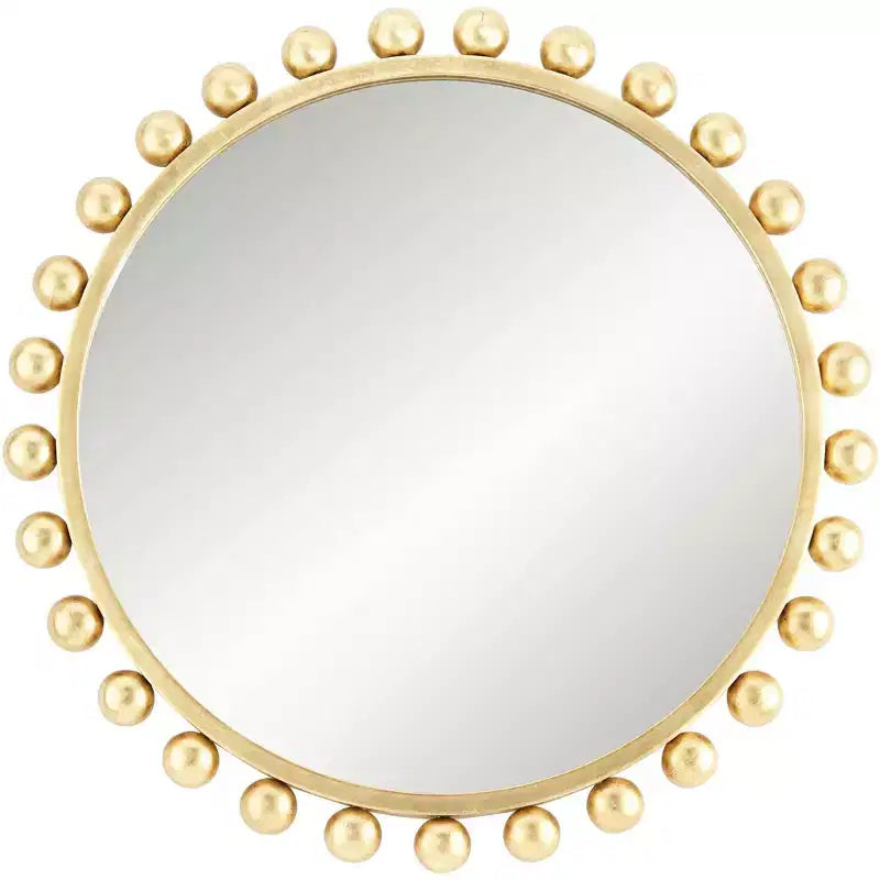Uttermost Round Vanity Decorative Accent Wall Mirror Modern Sphere Edge Metallic Gold Leaf Frame 33 Wide for Bathroom Bedroom