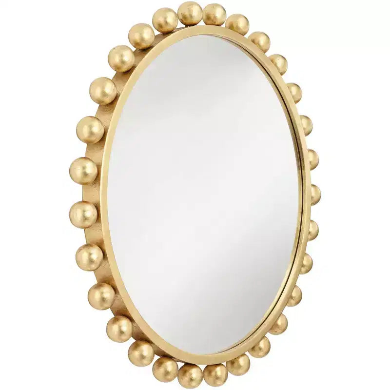 Miroir mural décoratif rond Uttermost - Bord sphérique moderne - Cadre en feuille d'or métallisé 33" de large pour salle de bain, chambre à coucher