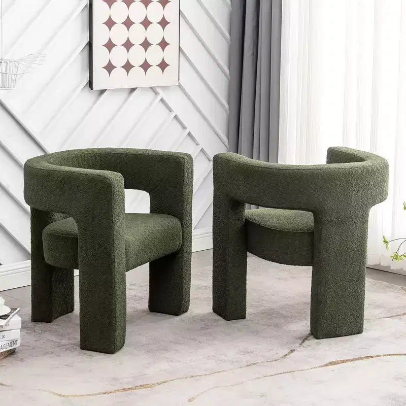 Ensemble de 2 fauteuils rembourrés en tissu bouclette à accoudoirs carrés de 71 cm de large - Kinwell