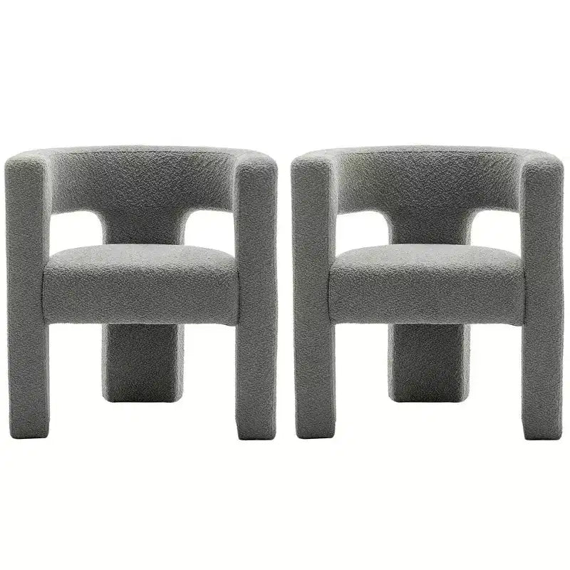 Ensemble de 2 fauteuils rembourrés en tissu bouclette à accoudoirs carrés de 71 cm de large - Kinwell