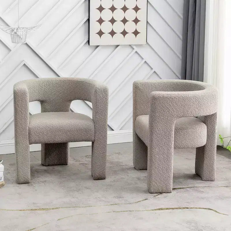 Ensemble de 2 fauteuils rembourrés en tissu bouclette à accoudoirs carrés de 71 cm de large - Kinwell
