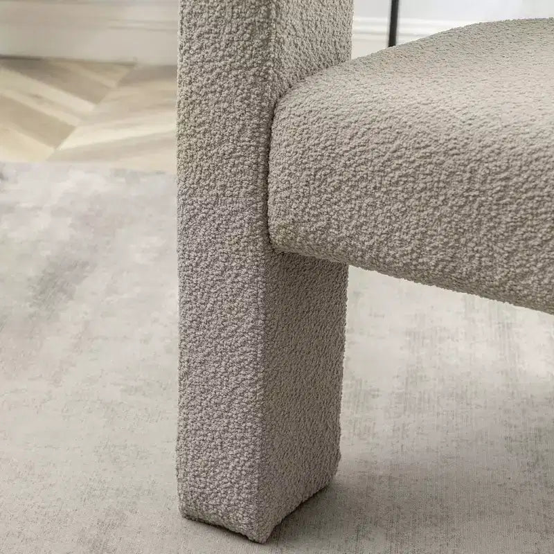 Ensemble de 2 fauteuils rembourrés en tissu bouclette à accoudoirs carrés de 71 cm de large - Kinwell