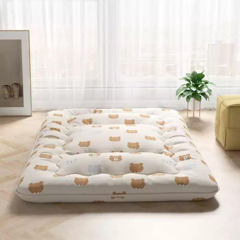 Matelas futon Costway pour lit double/king size/queen size/simple, matelas de sol japonais, housse lavable, sac de transport, motif ours brun