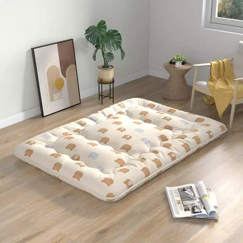Matelas futon Costway pour lit double/king size/queen size/simple, matelas de sol japonais, housse lavable, sac de transport, motif ours brun