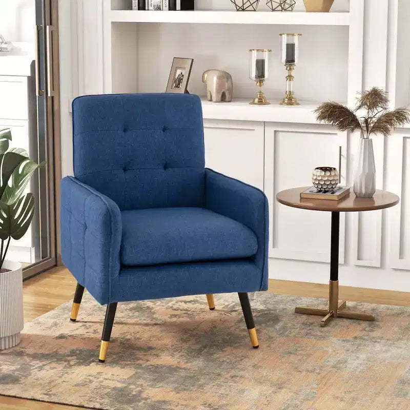 Fauteuil d'appoint en tissu Costway, style moderne, avec pieds en métal massif, coloris bleu/gris/blanc
