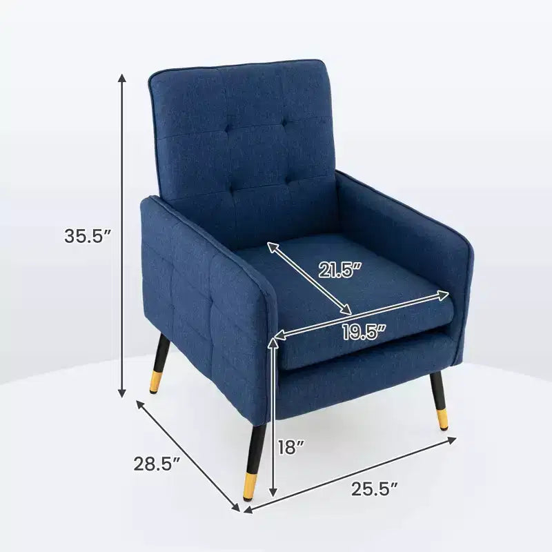 Fauteuil d'appoint en tissu Costway, style moderne, avec pieds en métal massif, coloris bleu/gris/blanc