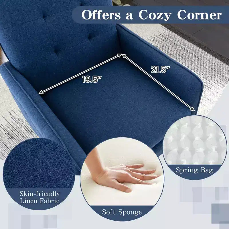 Fauteuil d'appoint en tissu Costway, style moderne, avec pieds en métal massif, coloris bleu/gris/blanc