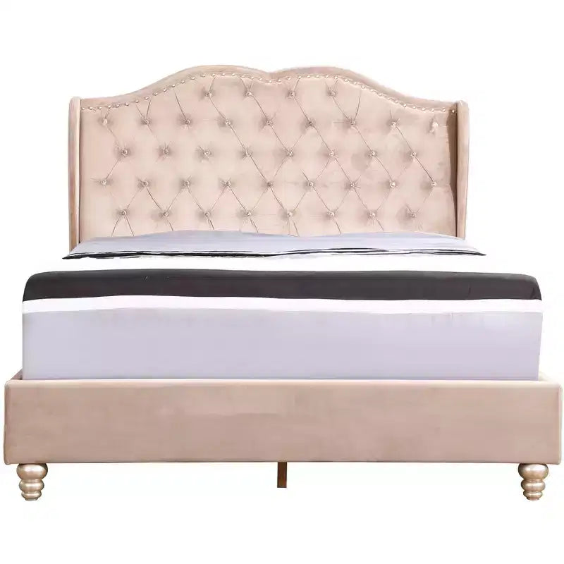 Lit à panneaux capitonné complet Passion Furniture Joy Jewel