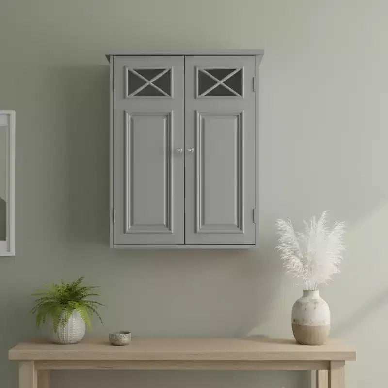 Teamson Home Dawson Armoire de Rangement Murale Amovible avec Portes Vitrées