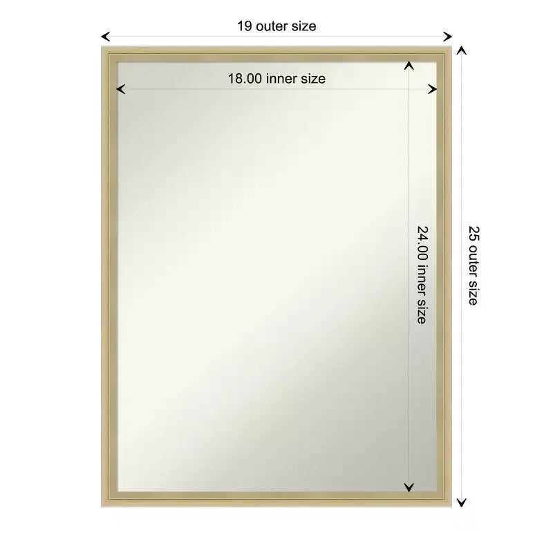 Miroir Mural en Bois Non Biseauté Amanti Art Lucie Champagne 25,25 x 19,25 po