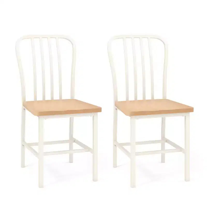 Costway Lot de 2 chaises de salle à manger à dossier haut bleu marine, structure en métal, repose-pieds, cuisine noir/blanc