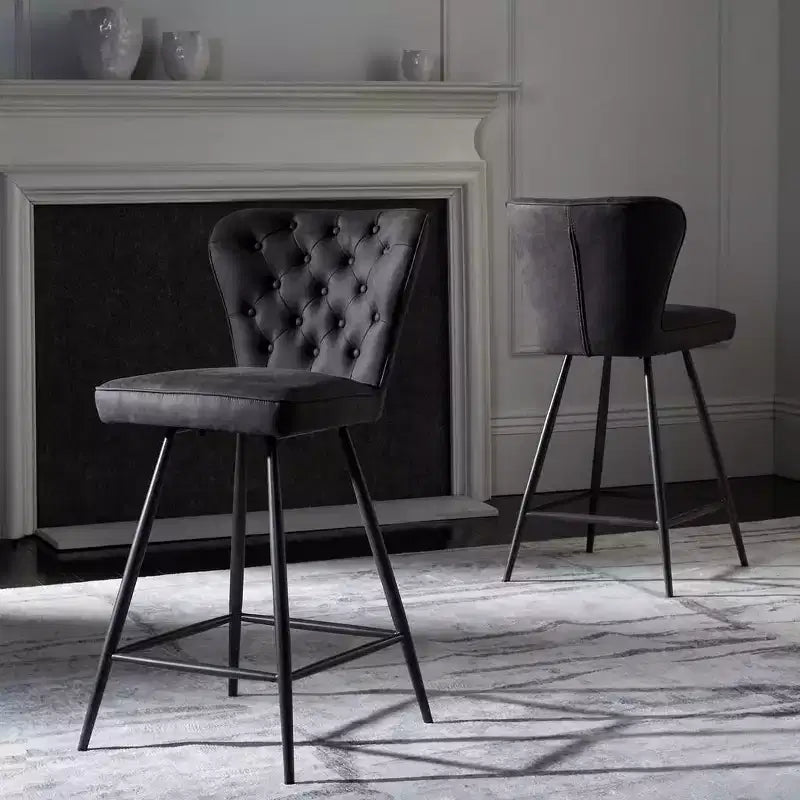 Tabouret de comptoir pivotant Ashby 26H de style moderne du milieu du siècle, avec capitonnage en cuir (ensemble de 2) - FOX1702 - Safavieh Couture