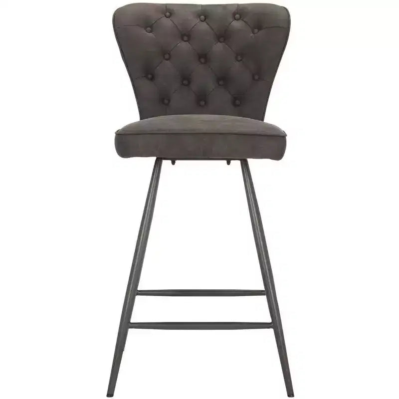 Tabouret de comptoir pivotant Ashby 26H de style moderne du milieu du siècle, avec capitonnage en cuir (ensemble de 2) - FOX1702 - Safavieh Couture