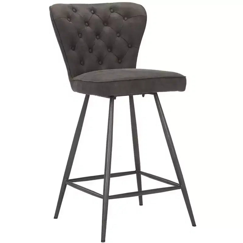 Tabouret de comptoir pivotant Ashby 26H de style moderne du milieu du siècle, avec capitonnage en cuir (ensemble de 2) - FOX1702 - Safavieh Couture