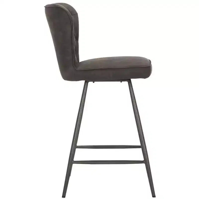 Tabouret de comptoir pivotant Ashby 26H de style moderne du milieu du siècle, avec capitonnage en cuir (ensemble de 2) - FOX1702 - Safavieh Couture