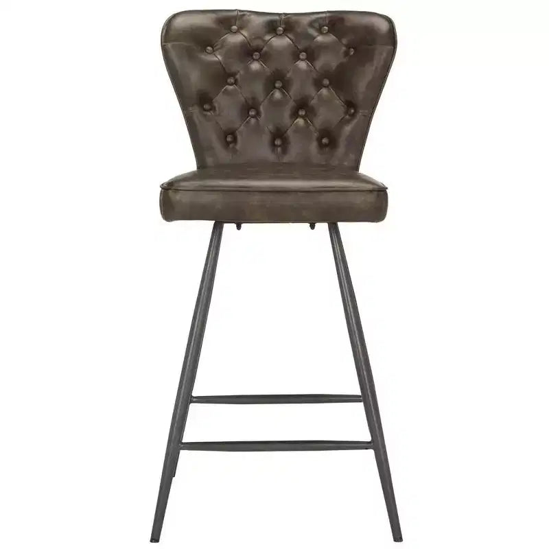 Tabouret de comptoir pivotant Ashby 26H de style moderne du milieu du siècle, avec capitonnage en cuir (ensemble de 2) - FOX1702 - Safavieh Couture