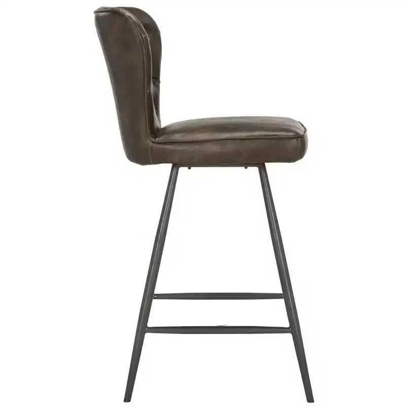 Tabouret de comptoir pivotant Ashby 26H de style moderne du milieu du siècle, avec capitonnage en cuir (ensemble de 2) - FOX1702 - Safavieh Couture