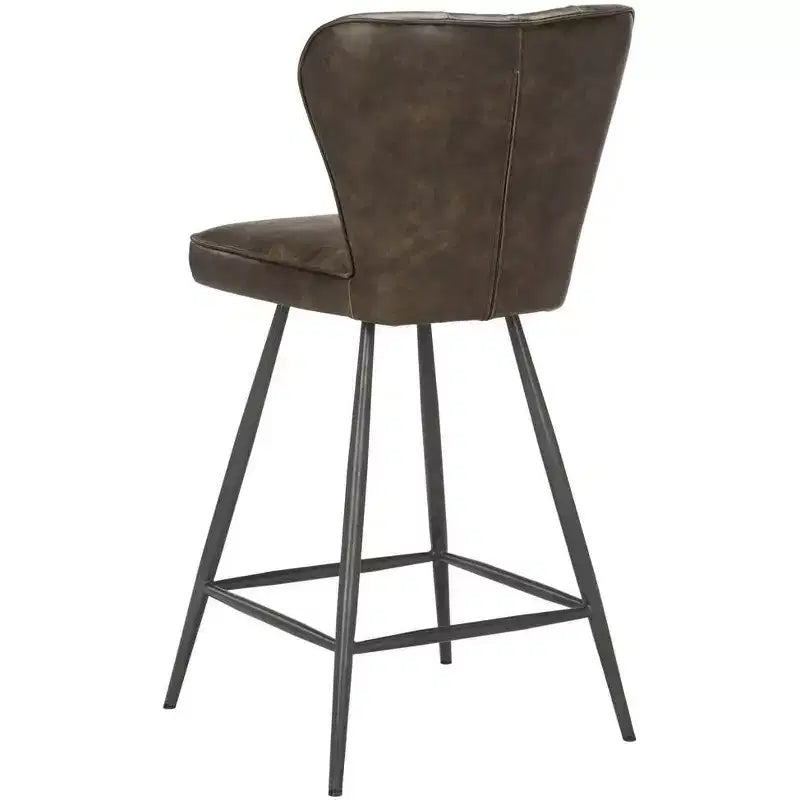 Tabouret de comptoir pivotant Ashby 26H de style moderne du milieu du siècle, avec capitonnage en cuir (ensemble de 2) - FOX1702 - Safavieh Couture
