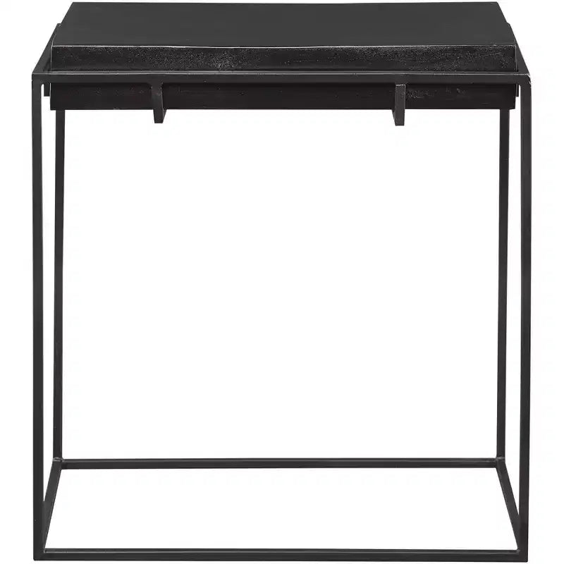 Table d'appoint rectangulaire moderne en aluminium Uttermost 22 x 12 1/2 avec cadre en fer noir oxydé pour salon, chambre à coucher
