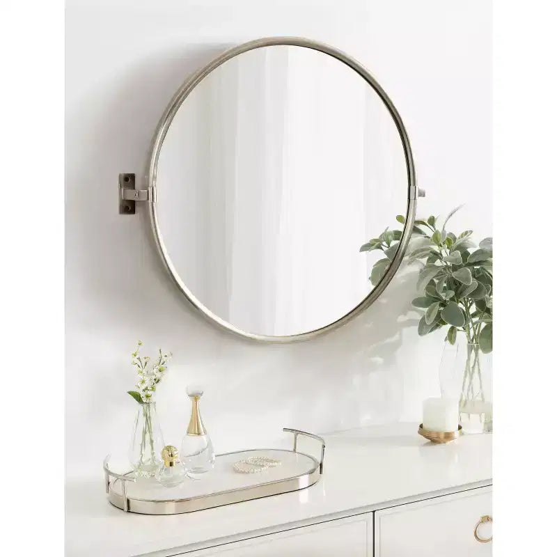 Miroir Mural Pivotant Kate and Laurel Taurus, 26x24, Argent