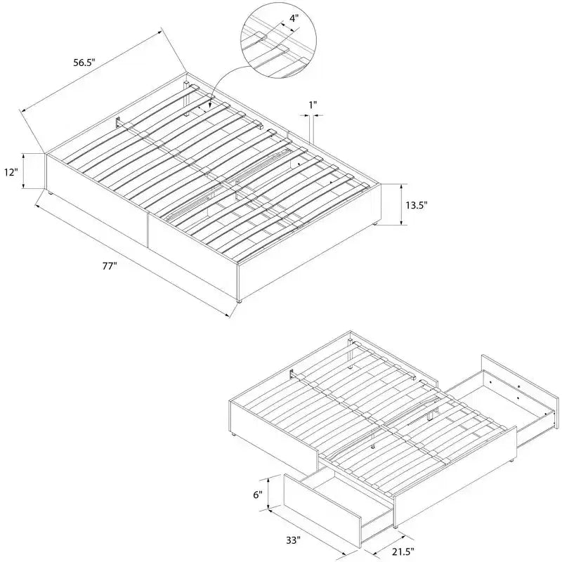 Lit plateforme DHP Maven avec rangement