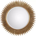 Uttermost Sunburst Vanity Decorative Wall Mirror Modern Beveled Antique Gold Leaf Iron Wood Frame 36 Wide for Bathroom Bedroom