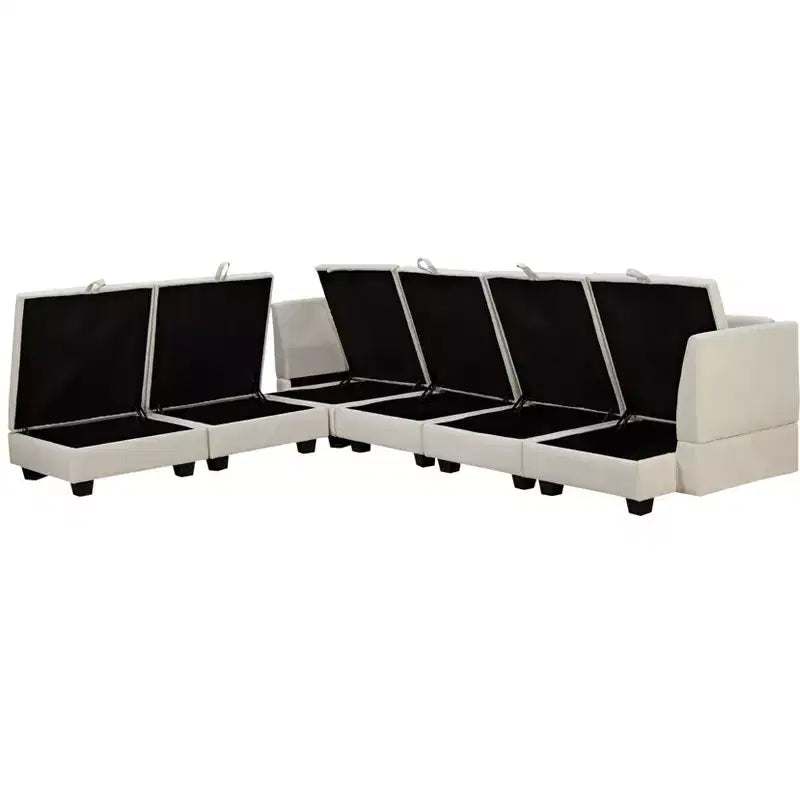115.1 Grand canapé d'angle moderne en U avec rangement, convertible en lit avec méridienne réversible - ModernLuxe