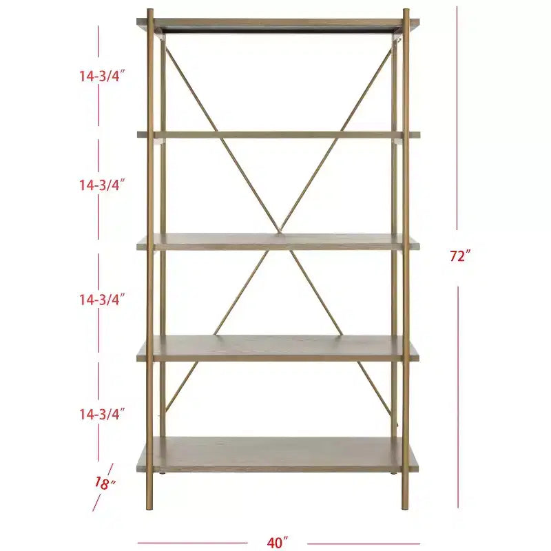 Étagère Rigby à 5 niveaux - ETG6206 - Chêne rustique/doré - Safavieh