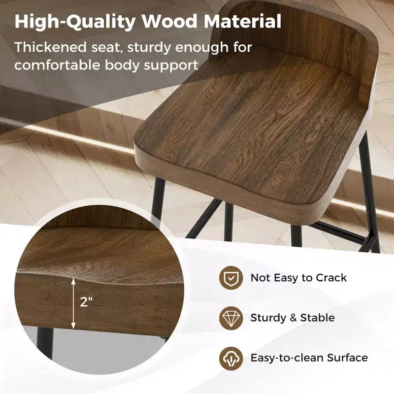 Tabouret de bar à dossier bas industriel Costway de 24,5 po (lot de 2 ou 4)