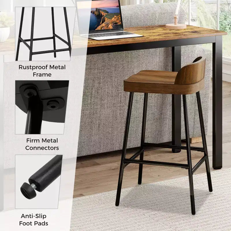 Tabouret de bar à dossier bas industriel Costway de 24,5 po (lot de 2 ou 4)