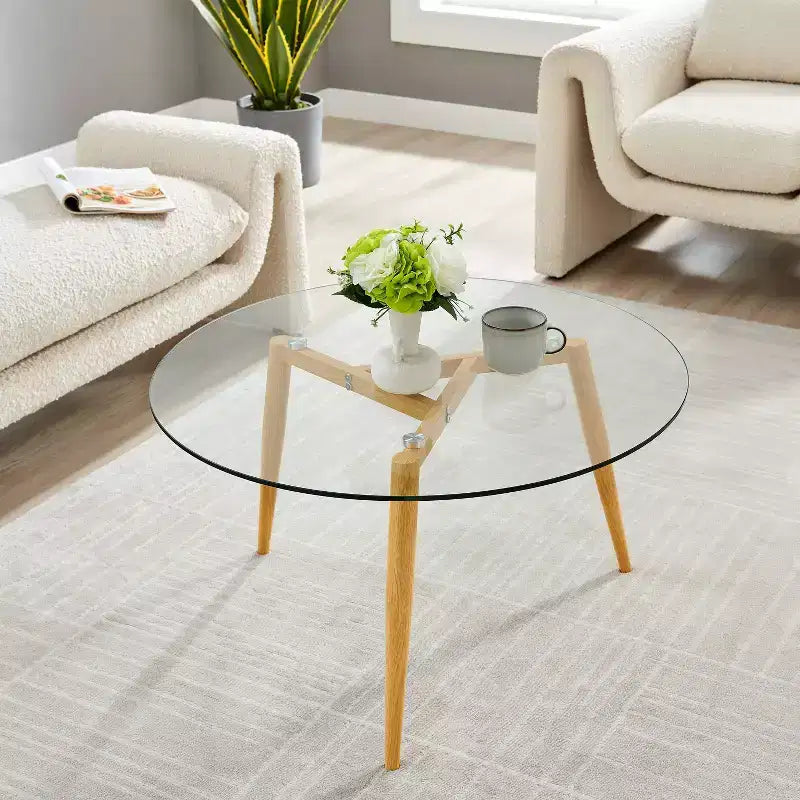 Table basse moderne du milieu du siècle à plateau en verre Van Beuren - Danya B.