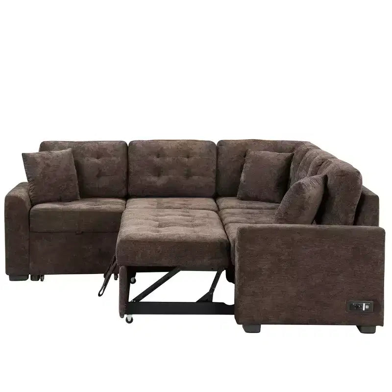 Canapé-lit d'angle 82,6 W avec roulettes, canapé-lit gigogne avec ports USB et prises de courant - ModernLuxe