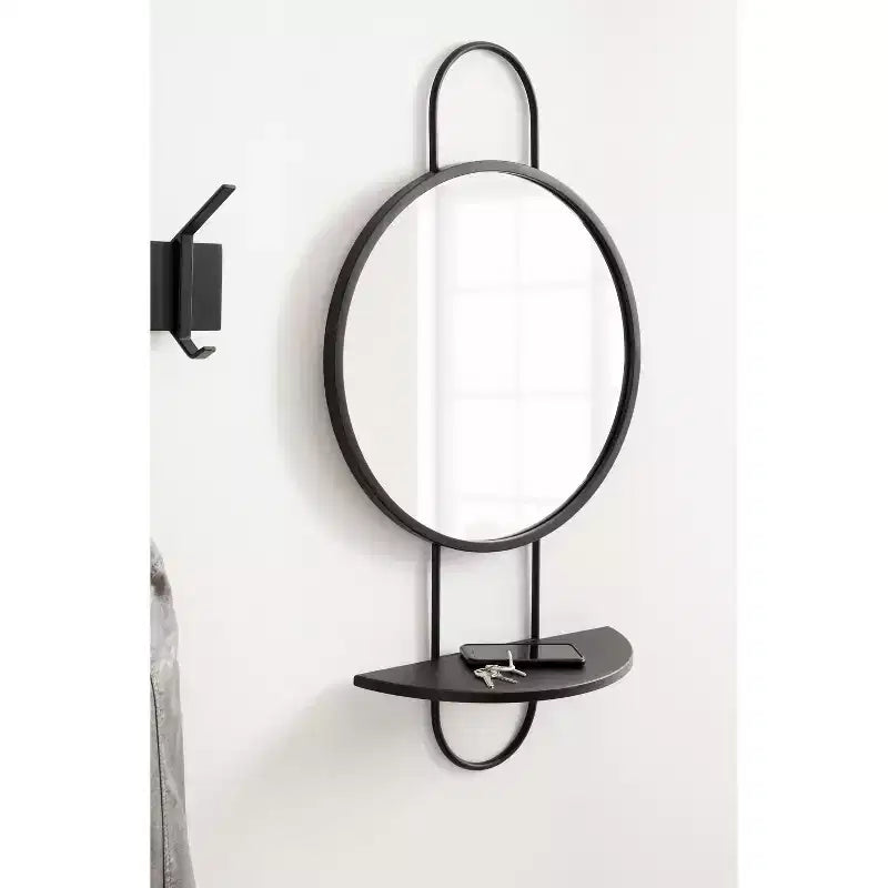 Miroir rond Patel de 19x33 avec étagère - Kate & Laurel All Things Decor