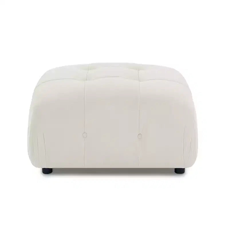 Canapé modulable 93 places en velours/tissu Teddy avec capitonnage touffeté, canapé d'angle en forme de L avec pouf réversible - ModernLuxe
