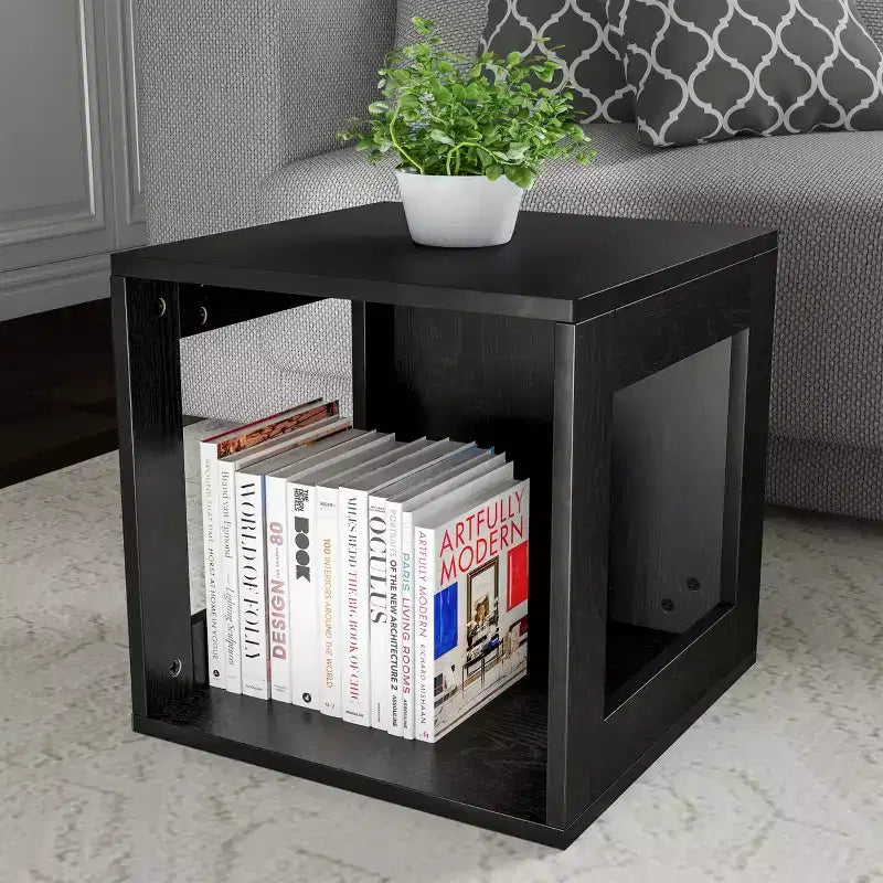 Hasting Home Modern Stackable Modular Cube End Table with Open Sides