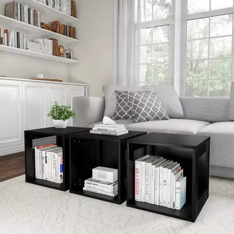 Table d'appoint cube modulaire empilable à côtés ouverts Hasting Home Modern