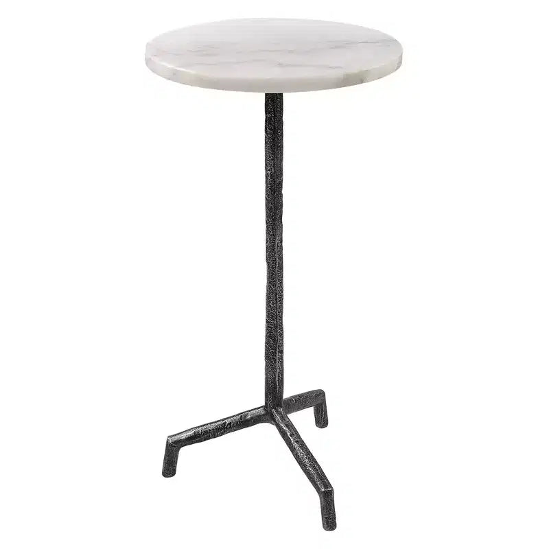 Table d'appoint ronde Puritan 12W en fer noir vieilli et marbre blanc d'Uttermost