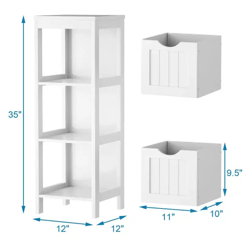 Meuble de salle de bain Costway au sol, organisateur de rangement latéral autoportant avec 2 tiroirs amovibles Marron/Gris/Noir