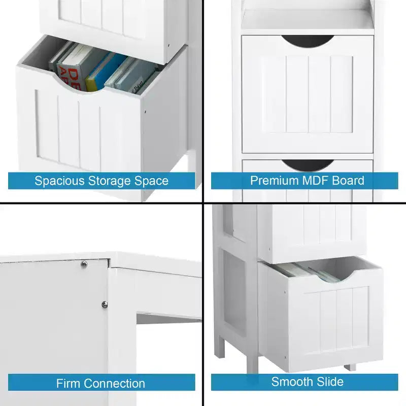 Meuble de salle de bain Costway au sol, organisateur de rangement latéral autoportant avec 2 tiroirs amovibles Marron/Gris/Noir