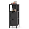 Costway Bathroom Floor Cabinet Freestanding Side Storage Organizer with 2 Removable Drawers Brown/Grey/Black