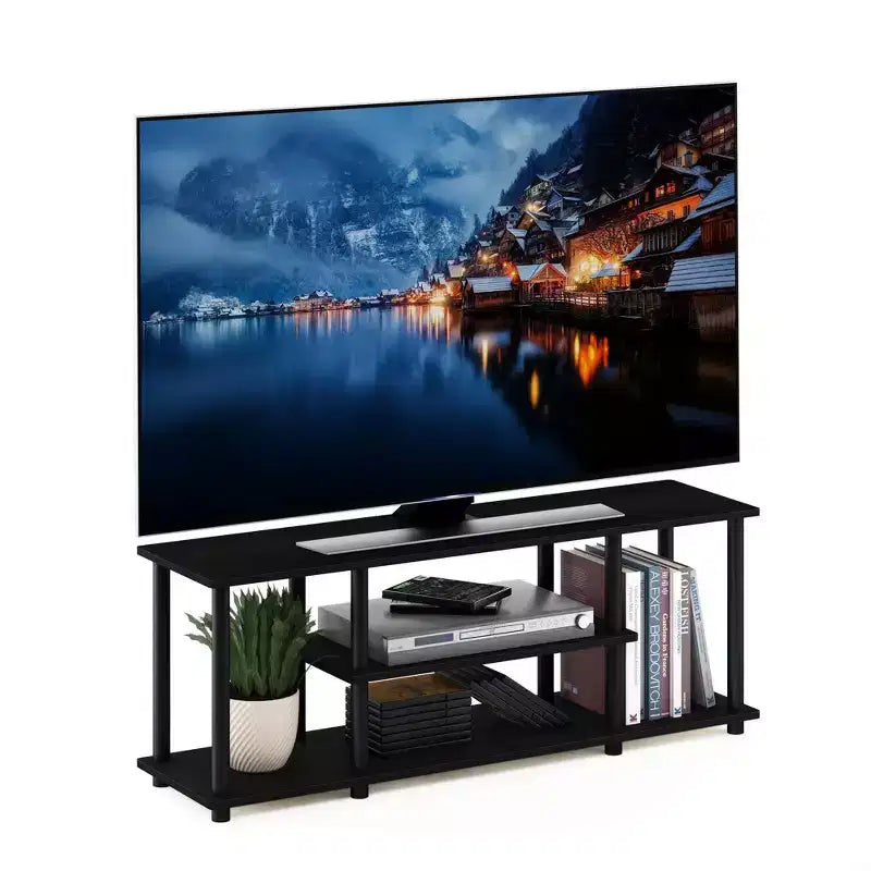 Meuble TV 3 niveaux sans outils Furinno pour téléviseurs jusqu'à 50 pouces - Centre multimédia de divertissement