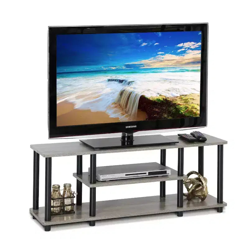 Meuble TV 3 niveaux sans outils Furinno pour téléviseurs jusqu'à 50 pouces - Centre multimédia de divertissement