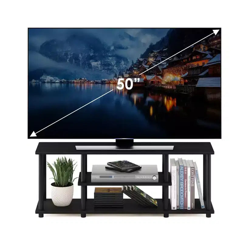 Meuble TV 3 niveaux sans outils Furinno pour téléviseurs jusqu'à 50 pouces - Centre multimédia de divertissement