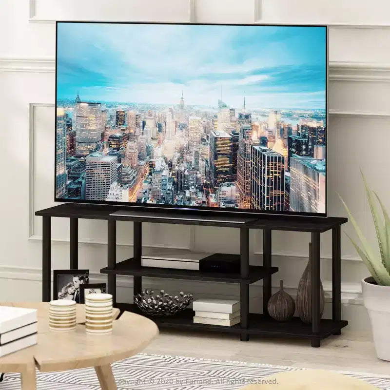 Meuble TV 3 niveaux sans outils Furinno pour téléviseurs jusqu'à 50 pouces - Centre multimédia de divertissement