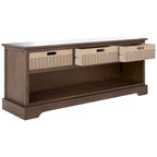 Banc de rangement 3 tiroirs avec étagère inférieure, une place – 120 cm (L) x 38 cm (P) x 48 cm (H) | Sable / Noir / Marron / Blanc vieilli