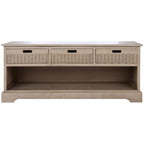 Banc de rangement 3 tiroirs avec étagère inférieure, une place – 120 cm (L) x 38 cm (P) x 48 cm (H) | Sable / Noir / Marron / Blanc vieilli