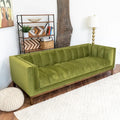 Canapé 2 places Mid-Century Modern | Velours & Bouclé | Vert / Ivoire / Orange