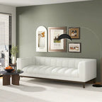 Canapé 2 places Mid-Century Modern | Velours & Bouclé | Vert / Ivoire / Orange