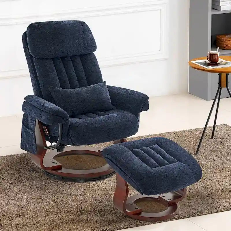 Fauteuil inclinable pivotant MCombo avec ottoman, chaise de bureau de loisirs, chaise longue ergonomique, tissu chenille 4687